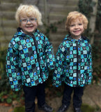 Kids Waterproof Coat - Green Checks (Pre-made)